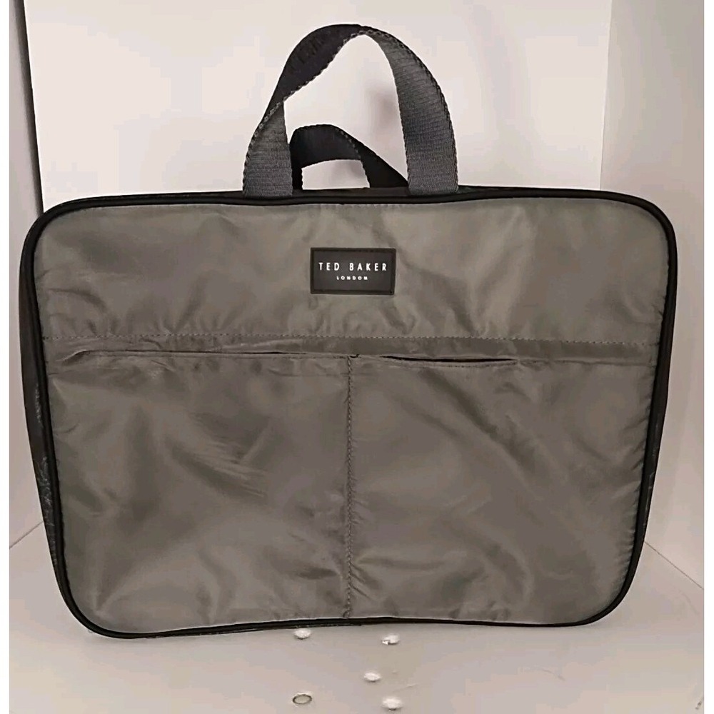 Ted Baker London Charcoal Gray Toiletry Travel Bag Towel‎ Wash Cloth Nylon 13x10
